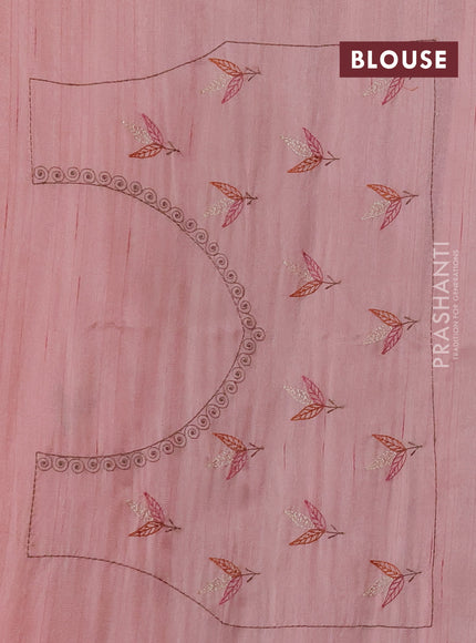 Peach  Semi Raw Silk Saree - Embroidery Work