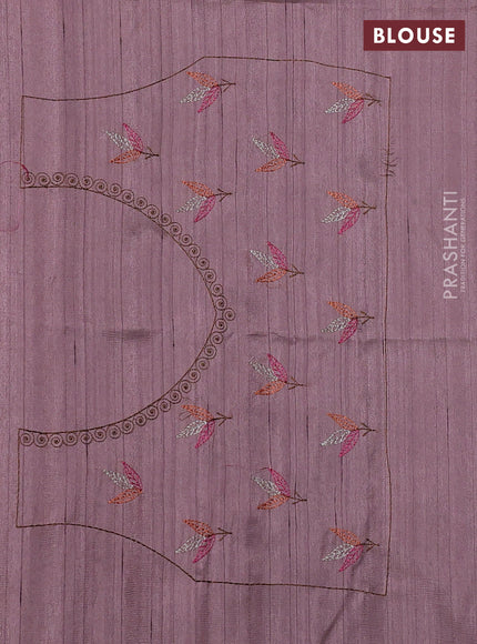 Rosy Brown Semi Raw Silk Saree - Embroidery Work
