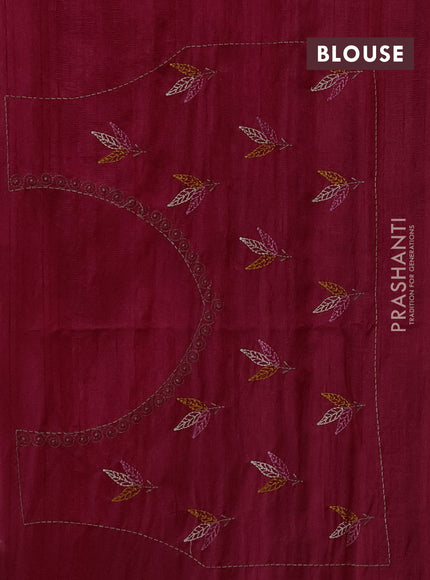 Pink Semi Raw Silk Saree - Embroidery Work