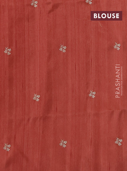 Peach  Semi Raw Silk Saree - Embroidery Work