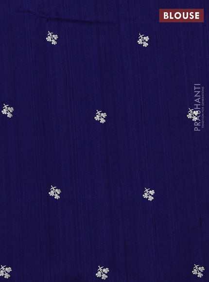 Navy Blue Semi Raw Silk Saree - Embroidery Work