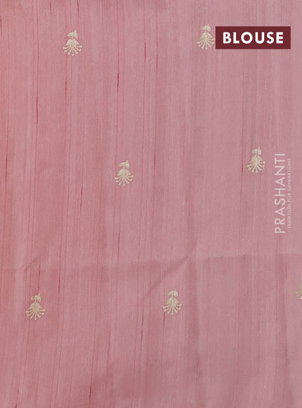 Peach  Semi Raw Silk Saree - Embroidery Work