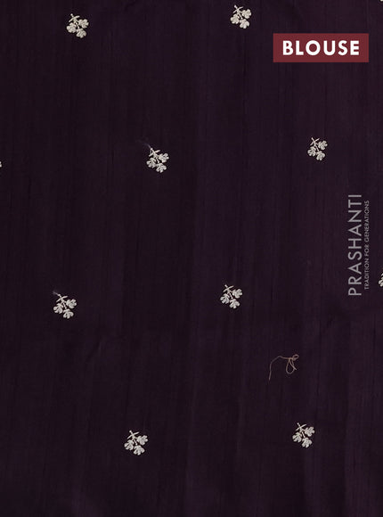 Deep Purple Semi Raw Silk Saree - Embroidery Work