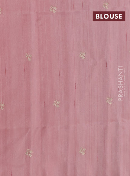 Peach  Semi Raw Silk Saree - Embroidery Work