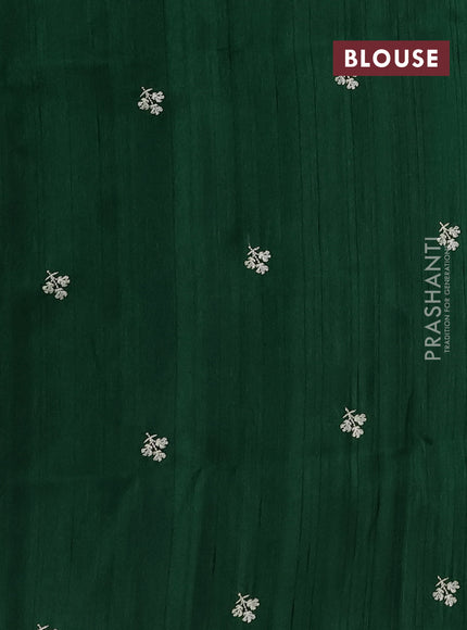 Bottle Green Semi Raw Silk Saree - Embroidery Work