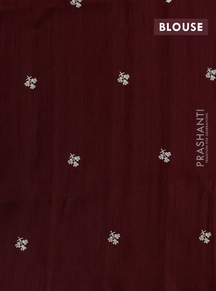 Maroon Semi Raw Silk Saree - Embroidery Work