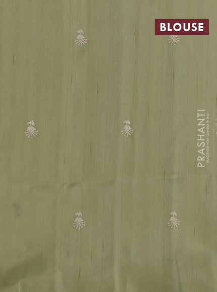 Pista Green Semi Raw Silk Saree - Embroidery Work