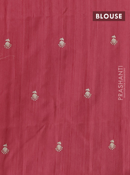 Peach Pink Semi Raw Silk Saree - Embroidery Work