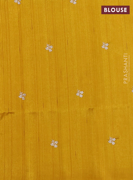 Mustard Yellow Semi Raw Silk Saree - Embroidery Work