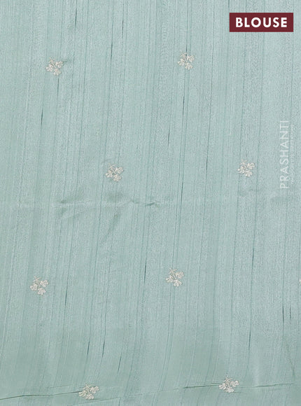 Teal Green Semi Raw Silk Saree - Embroidery Work