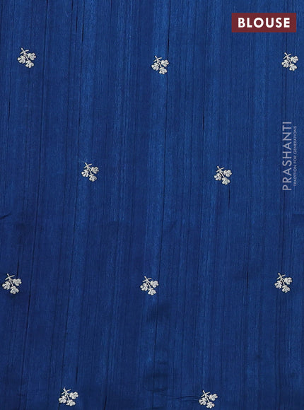 Peacock Blue Semi Raw Silk Saree - Embroidery Work