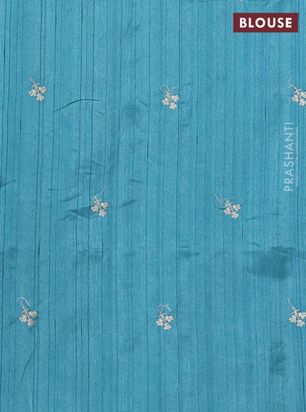 Teal Green Semi Raw Silk Saree - Embroidery Work