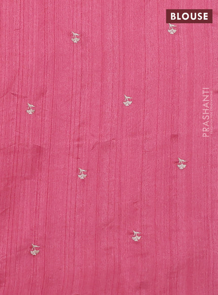 Peach Pink Semi Raw Silk Saree - Embroidery Work