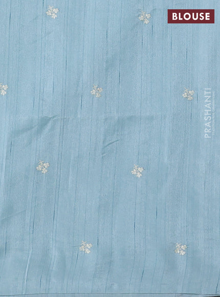 Pastel Blue Semi Raw Silk Saree - Embroidery Work