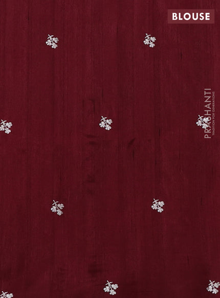 Maroon Semi Raw Silk Saree - Embroidery Work