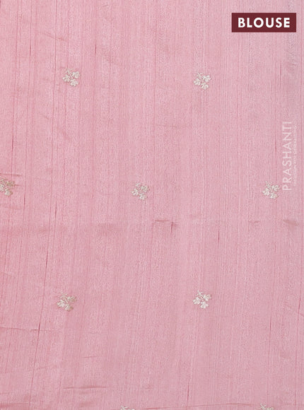 Peach Semi Raw Silk Saree - Embroidery Work