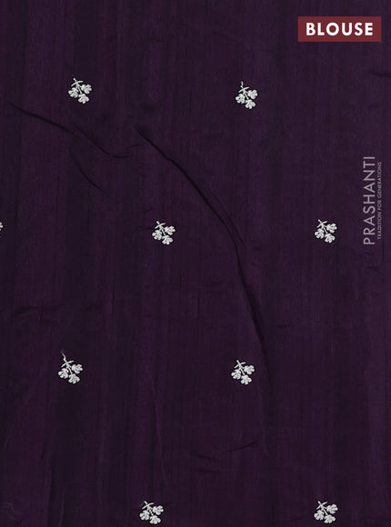Deep Purple Semi Raw Silk Saree - Embroidery Work