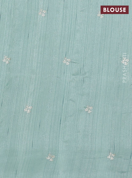 Pastel Green Semi Raw Silk Saree - Embroidery Work