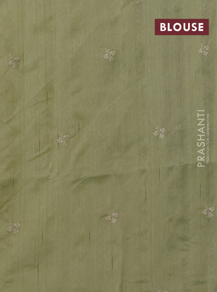 Pista Green Semi Raw Silk Saree - Embroidery Work