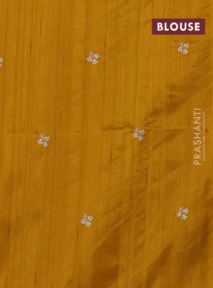 Mustard Yellow Semi Raw Silk Saree - Embroidery Work