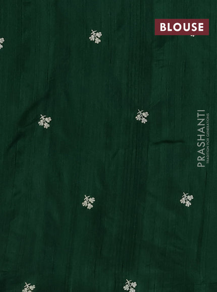 Bottle Green Semi Raw Silk Saree - Embroidery Work
