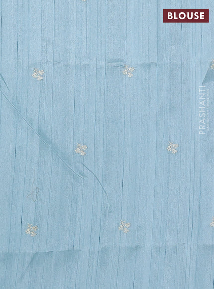 Pastel Blue Semi Raw Silk Saree - Embroidery Work