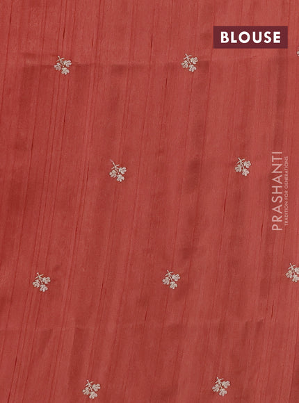 Peach Semi Raw Silk Saree - Embroidery Work