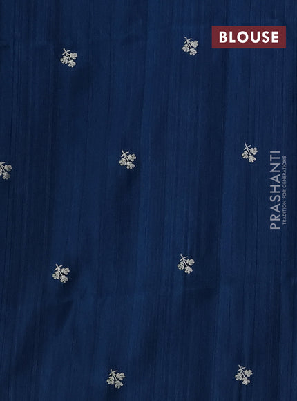 Peacock Blue Semi Raw Silk Saree - Embroidery Work