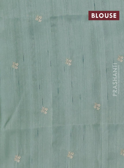 Pastel Green Semi Raw Silk Saree - Embroidery Work
