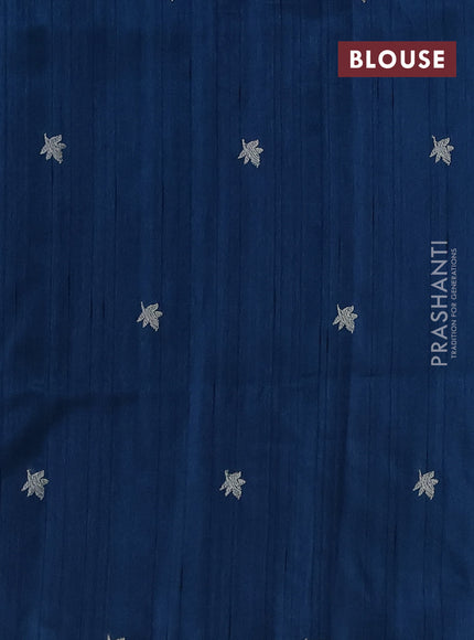 Peacock Blue Semi Raw Silk Saree - Embroidery Work