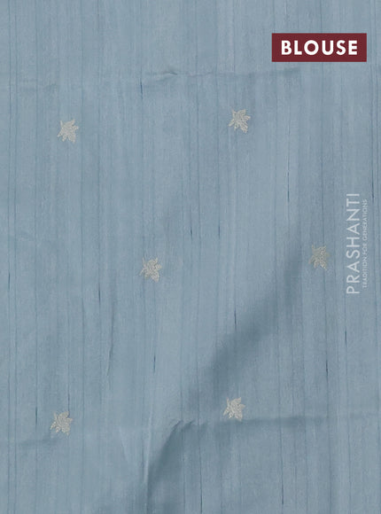 Pastel Blue Semi Raw Silk Saree - Embroidery Work