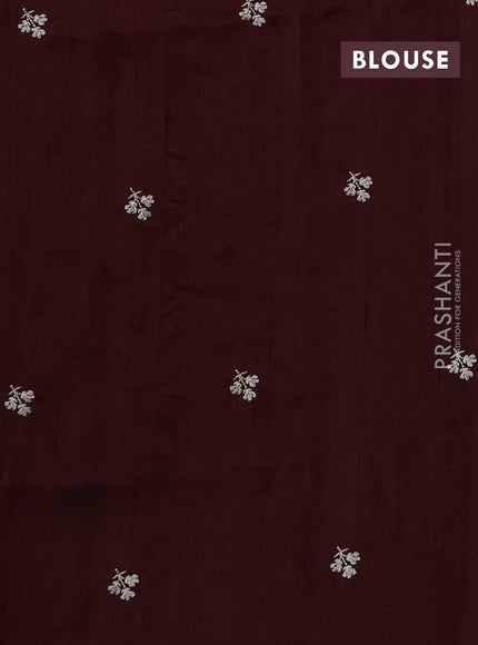 Maroon Semi Raw Silk Saree - Embroidery Work
