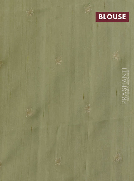 Pista Green Semi Raw Silk Saree - Embroidery Work
