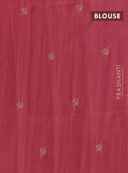 Pink Semi Raw Silk Saree - Embroidery Work