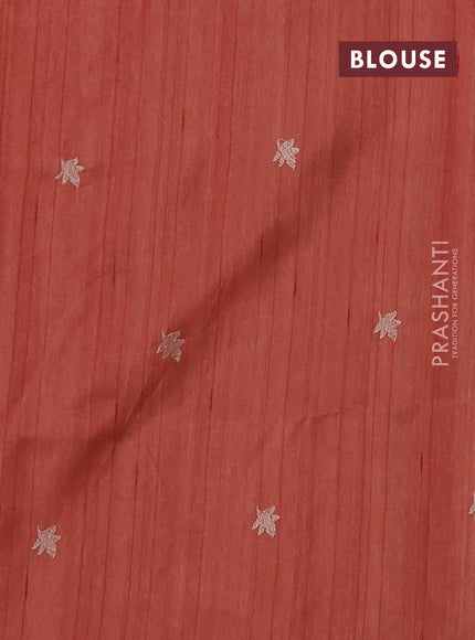 Peach Semi Raw Silk Saree - Embroidery Work