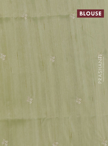 Pista Green Semi Raw Silk Saree - Embroidery Work