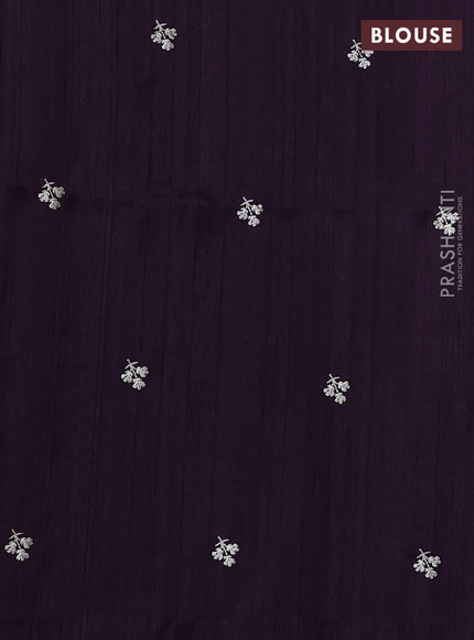 Deep Purple Semi Raw Silk Saree - Embroidery Work