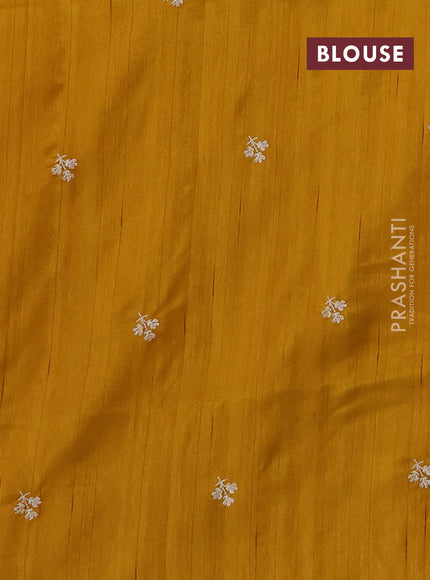 Mustard Yellow Semi Raw Silk Saree - Embroidery Work