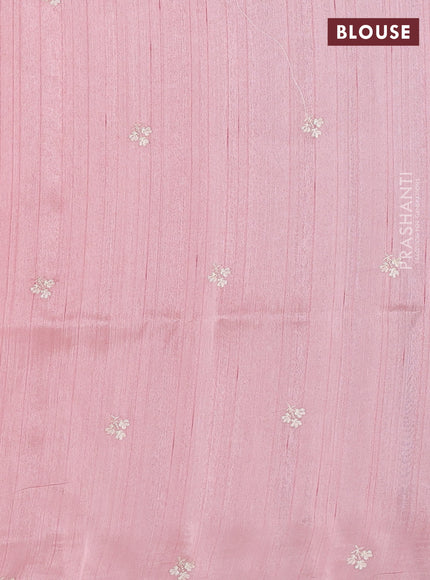 Peach Semi Raw Silk Saree - Embroidery Work