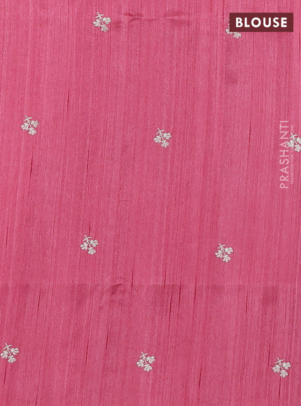 Peach Pink Semi Raw Silk Saree - Embroidery Work