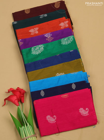 Raw silk blouse bit assorted colours & design and pack of 10