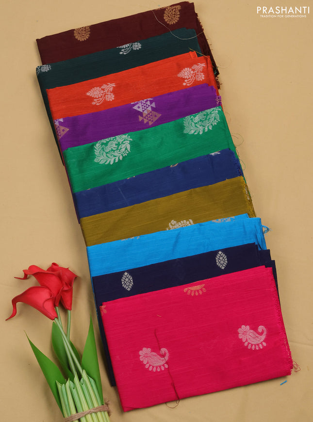 Raw silk blouse bit assorted colours & design and pack of 10