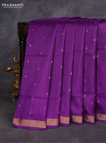 Purple Pure Uppada Silk - Jamdani Design