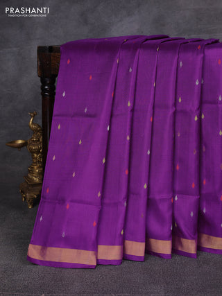 Purple Pure Uppada Silk - Jamdani Design