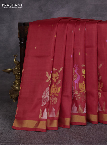 Red Pure Uppada Silk - Jamdani Design