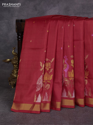 Red Pure Uppada Silk - Jamdani Design