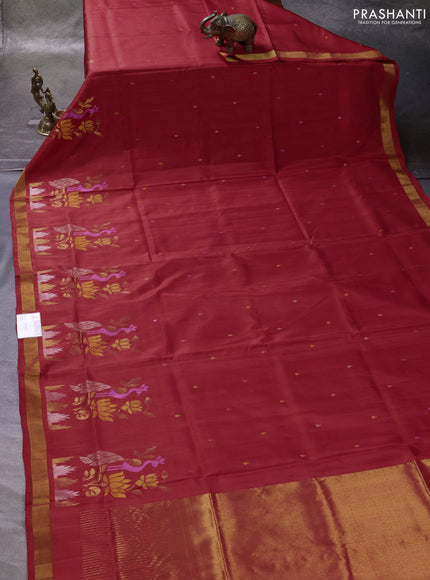 Red Pure Uppada Silk - Jamdani Design