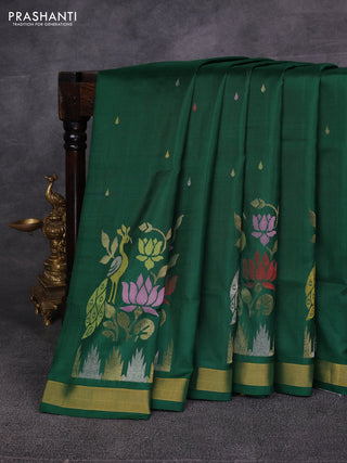 Green Pure Uppada Silk - Jamdani Design