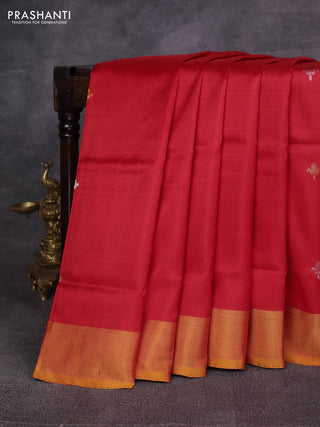 Red & Mustard Yellow Pure Uppada Silk - Zari Buttas