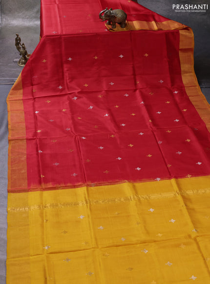 Red & Mustard Yellow Pure Uppada Silk - Zari Buttas